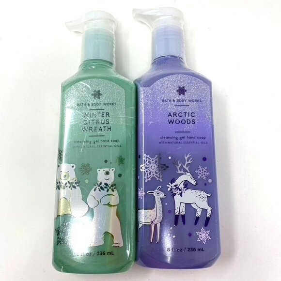 Bath & Body Works 2-Pack Gel Soaps Winter Citrus Wreath & Arctic Woods 8 Fl Oz - Picture 2 of 9